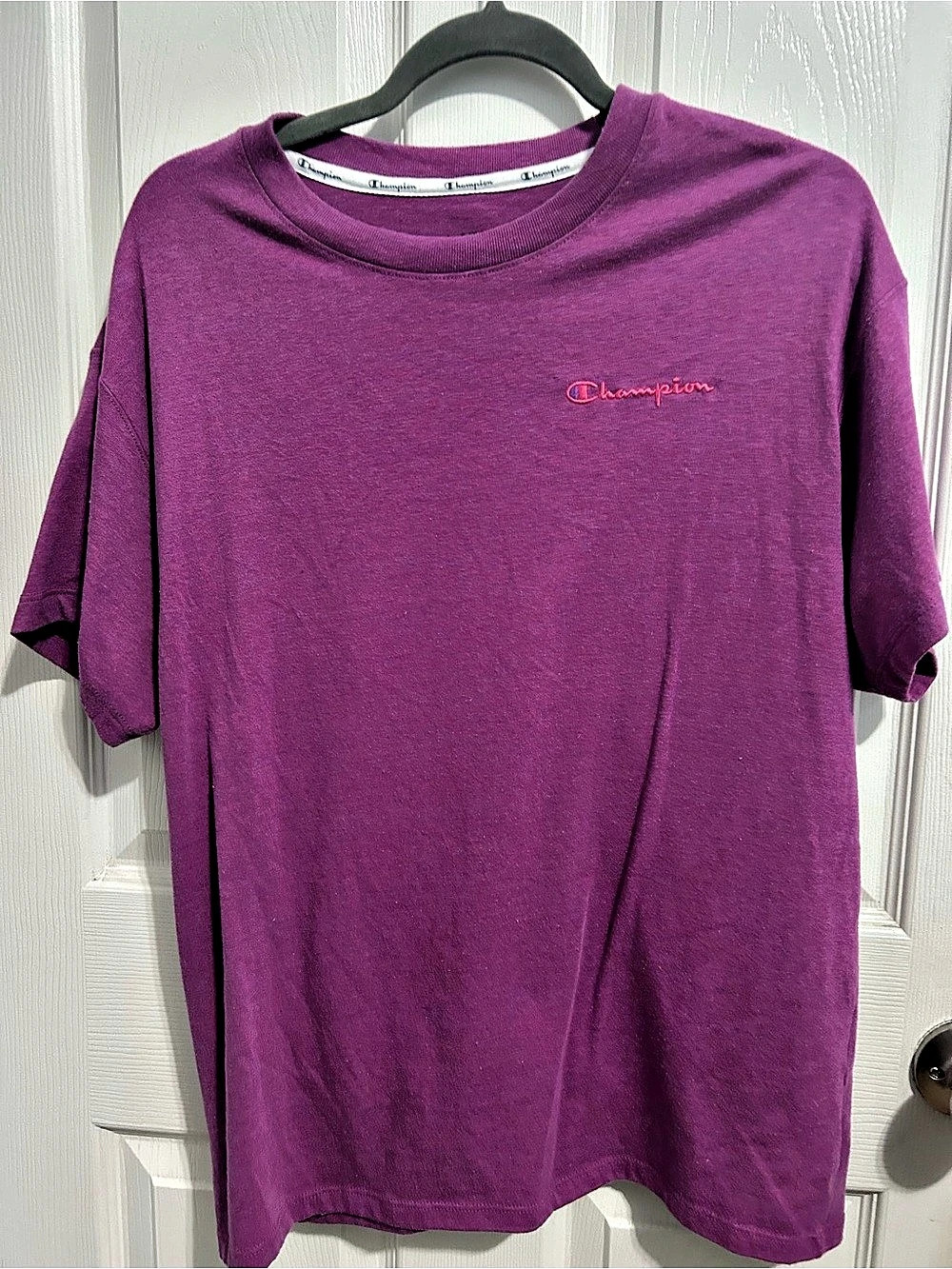 Champion Classic Script Logo T-Shirt Short Sleeve Tee Purple M
